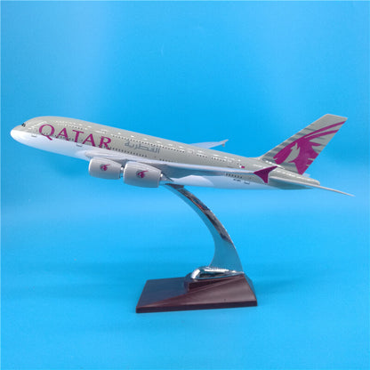 36CM 1:202 QATAR AIRBUS A380 A7-APC Passenger Plane Plane Aircraft Resin Model