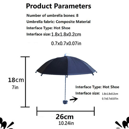 1Pc Black Camera Umbrella Sunshade Rainy Holder Replacement Accessories