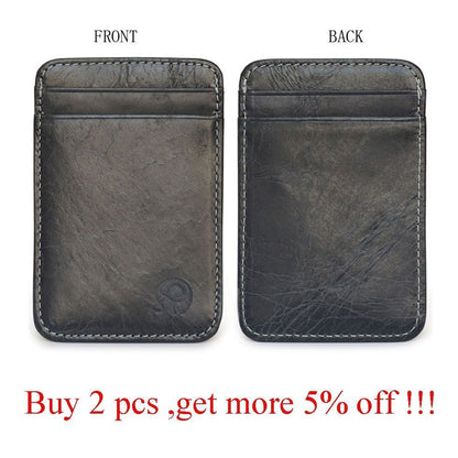 Leather Thin Mini Card Wallet Card Case Cash Change Pack Pocket 102 * 68 mm Bag
