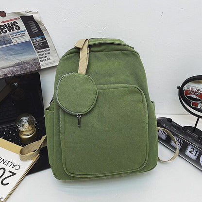 Green Leisure Canvas Backpack College Student School Book Bag Traveling Rucksack