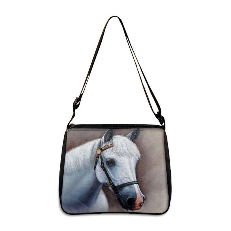 Horse Print Handbag Canvas Shoulder Bag Messenger Bags Travel Crossbody Nylon