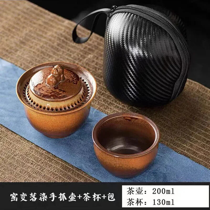Chinese Vintage Tea Set Travel Ceramic Pottery Tea Cup Tea Ceremony