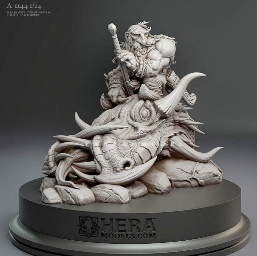 1/24 Resin Figure Model Dragon Slaying Dwarf Warrior unassembled unpainted