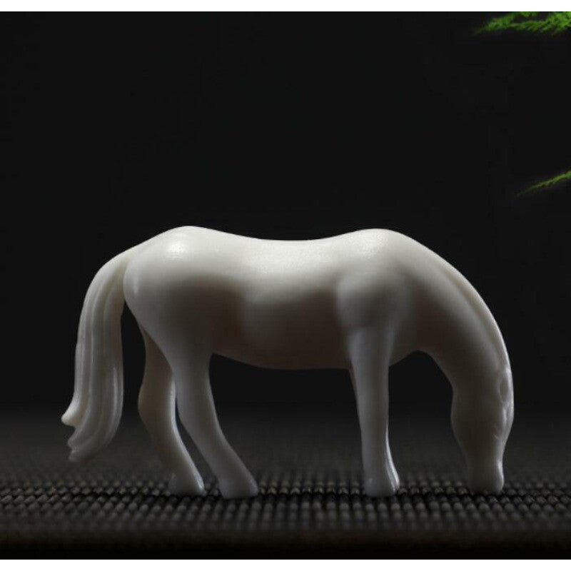 2.3" Chinese White Porcelain Ceramics 12 Zodiac Horse Figurine Statue Statues
