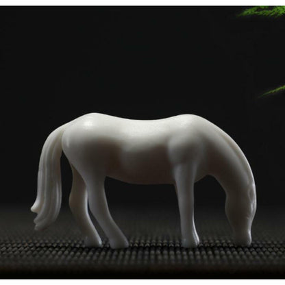 2.3" Chinese White Porcelain Ceramics 12 Zodiac Horse Figurine Statue Statues