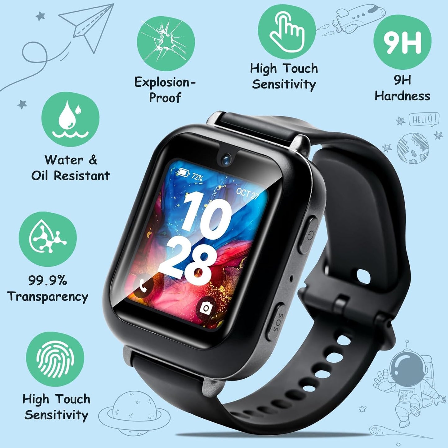 for Bark Watch Screen Protector, [2 Pack] Tempered Glass Screen Protector Overal