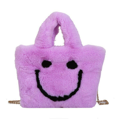 Women Handbag Buckle Shoulder Bag Cute Soft Ladies Faux Fur Bag Party Little 1PC
