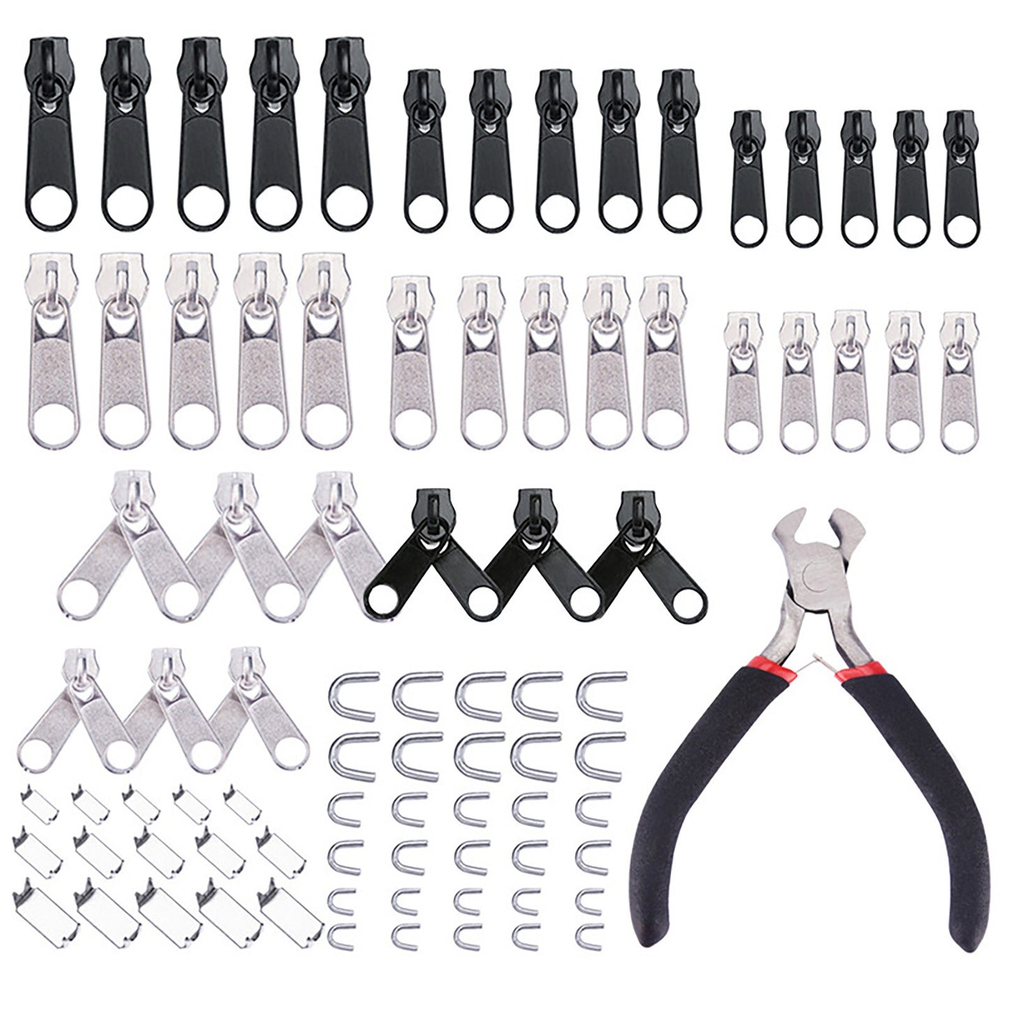 New 85Pcs Zinc Alloy Tent Jeans Bag Fix Zipper Zip Slider Repair Instant DIY Set