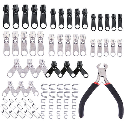 New 85Pcs Zinc Alloy Tent Jeans Bag Fix Zipper Zip Slider Repair Instant DIY Set