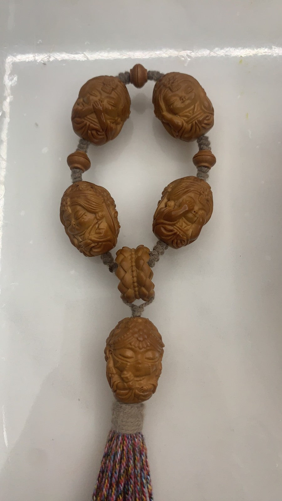 Hand Carved Olive Nut Zajiram Four No Hand Twist Pendant Bracelet