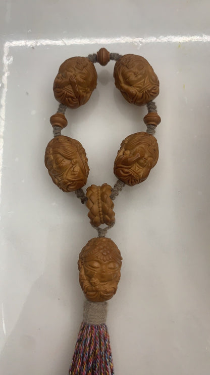 Hand Carved Olive Nut Zajiram Four No Hand Twist Pendant Bracelet