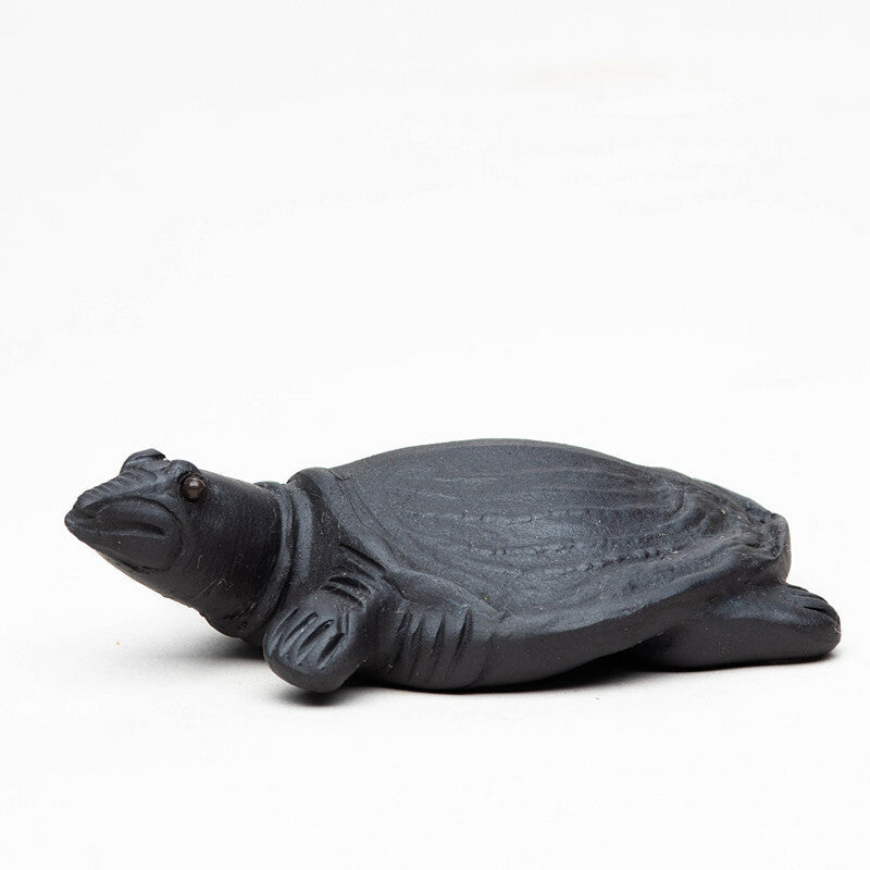 Chinese Yixing Zisha Black Mud Pottery Lovable Animal Tortoise Tea Pet Statues