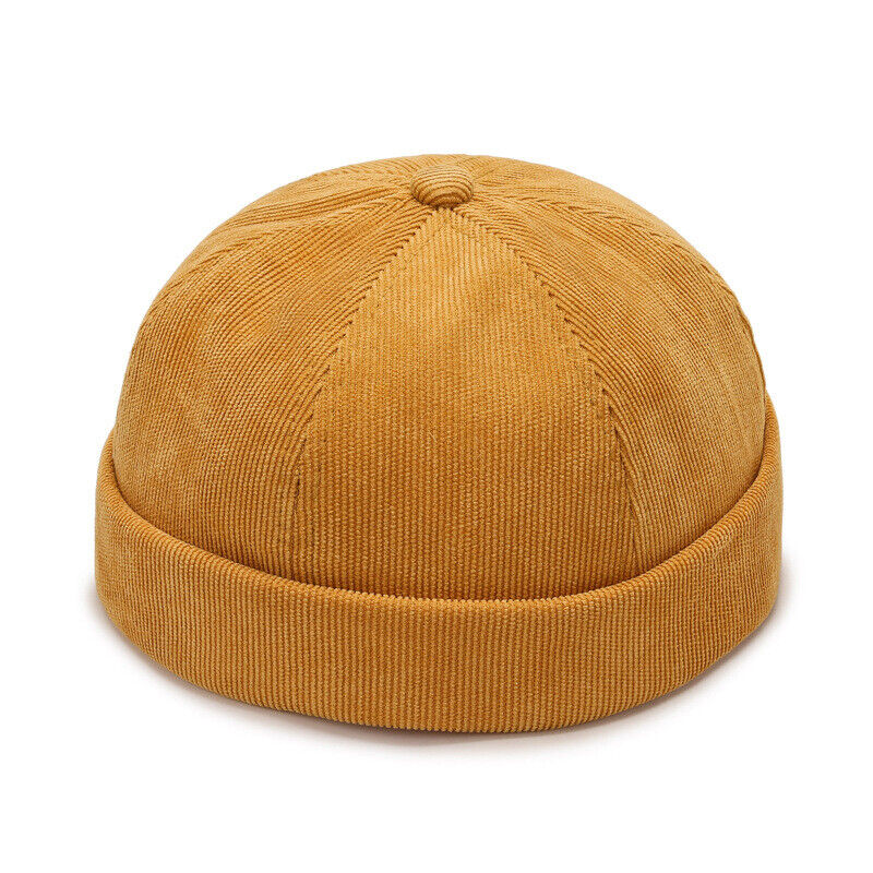 Men's Beanie Hats Retro Brimless Hat Hip-hop Rolled Cuff Skullcap Sailor Caps*