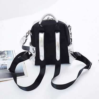 Glitter Backpack Shoulder Bag Multifunction Schoolbag Rucksack Travel Bag Silver