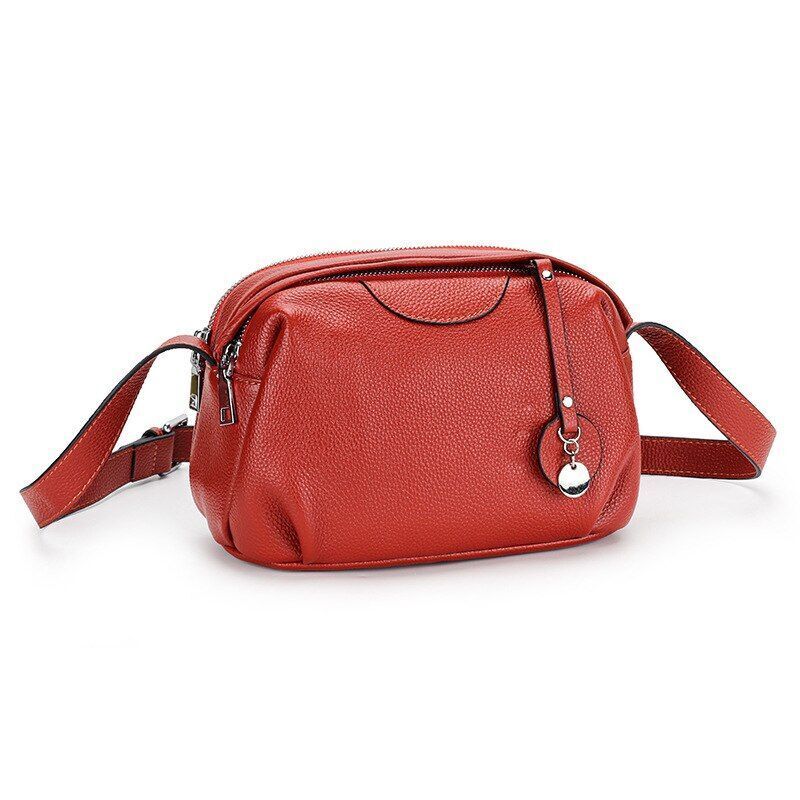 Messenger Handbags Genuine Leather Small Shoulder Sling Crossbody Bag Shell Red
