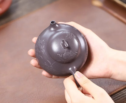 220cc chinese Yixing Handmade Zisha teapot tianqing clay eggplant GongFu Tea Pot