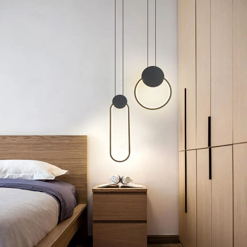 Pendant Lamp Minimalist Black Ring Long Wire Dimmable LED Ceiling Hanging Lights