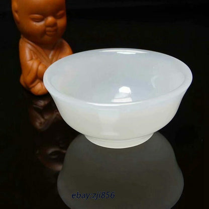 Chinese natural jade white jade Handmade work teacup wine cup
