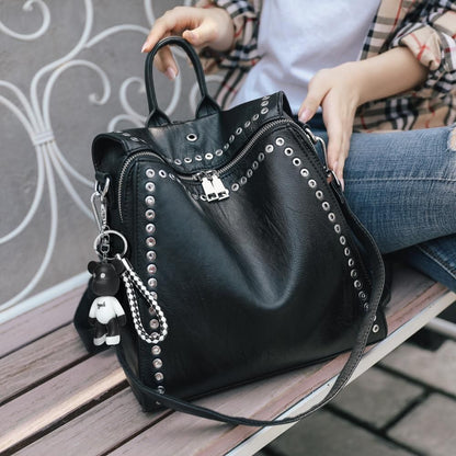 Genuine Leather Backpack Multifunctional Traveling Schoolbag 23*12*24/27*13*27CM