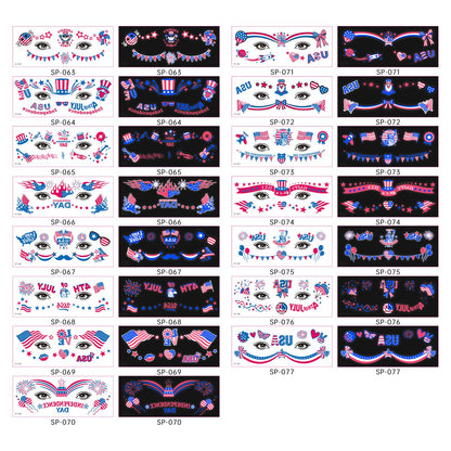 USA Party Neon Dance Glow Fluorescent Face Stickers Tattoo Stickers160*65mm