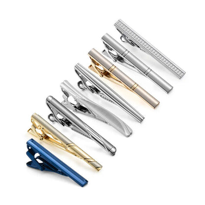 Tie Clips 8Pcs Copper Short Pins Set W/ Gift Box Accessories Men Shirt Cufflinks