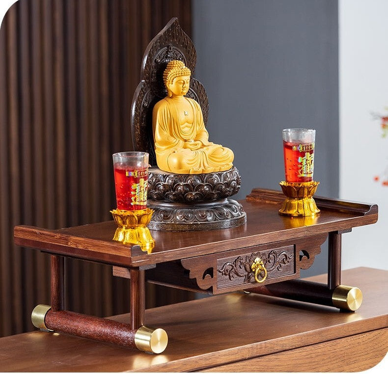 Wood Altar Butsudan Shrine Zen Enshrinement God Statue Buddhist Home Decor