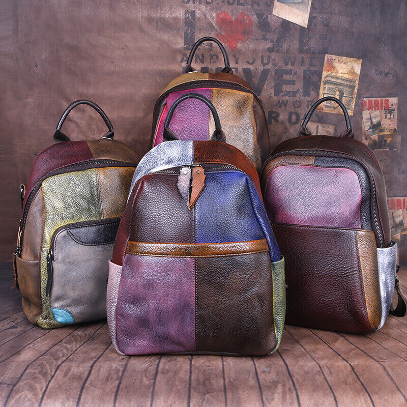 Top Cow Leather Backpack, Desinger Multi-color Travel Bag, Soft Leather Rucksack