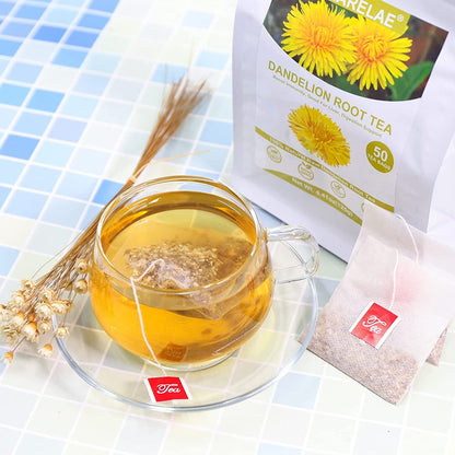 TEARELAE Natural Raw Dandelion Root Tea Bags 2.5g x 50 Count