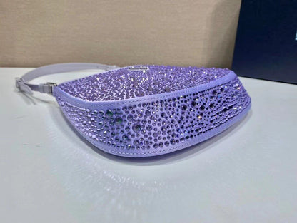 Full Diamond Underarm Bag Shoulder Purse Elegant Wedding Banquet Nylon Shell Bag