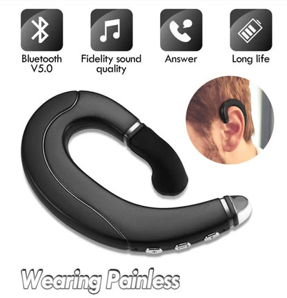 1Pair Bone Conduction Headset Bluetooth 5.0 Wireless Sport Ear Hook Headphones