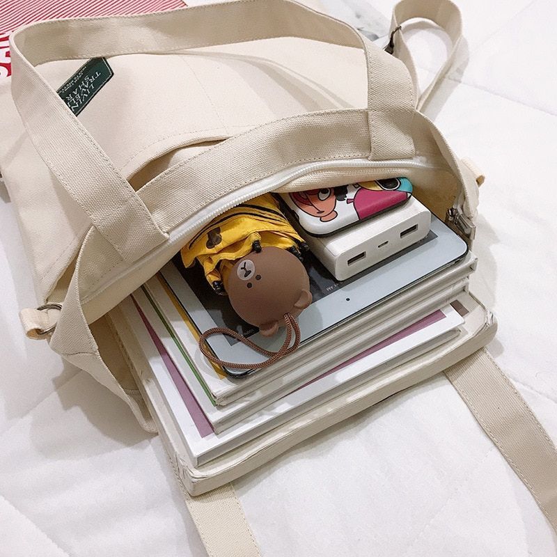 Large Shoulder Bag Handbag Canvas School Backpack Crossbody Shopper Bag 33*38*4