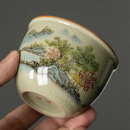 145 ml Landscape Chinese Green Tea Cup Ceramic Kung Fu Teacup Ceramic Opening
