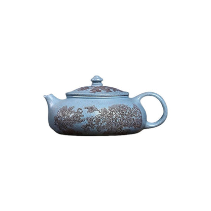 hand carved peony embossed master pot real yixing zisha clay tea pot 180ml China
