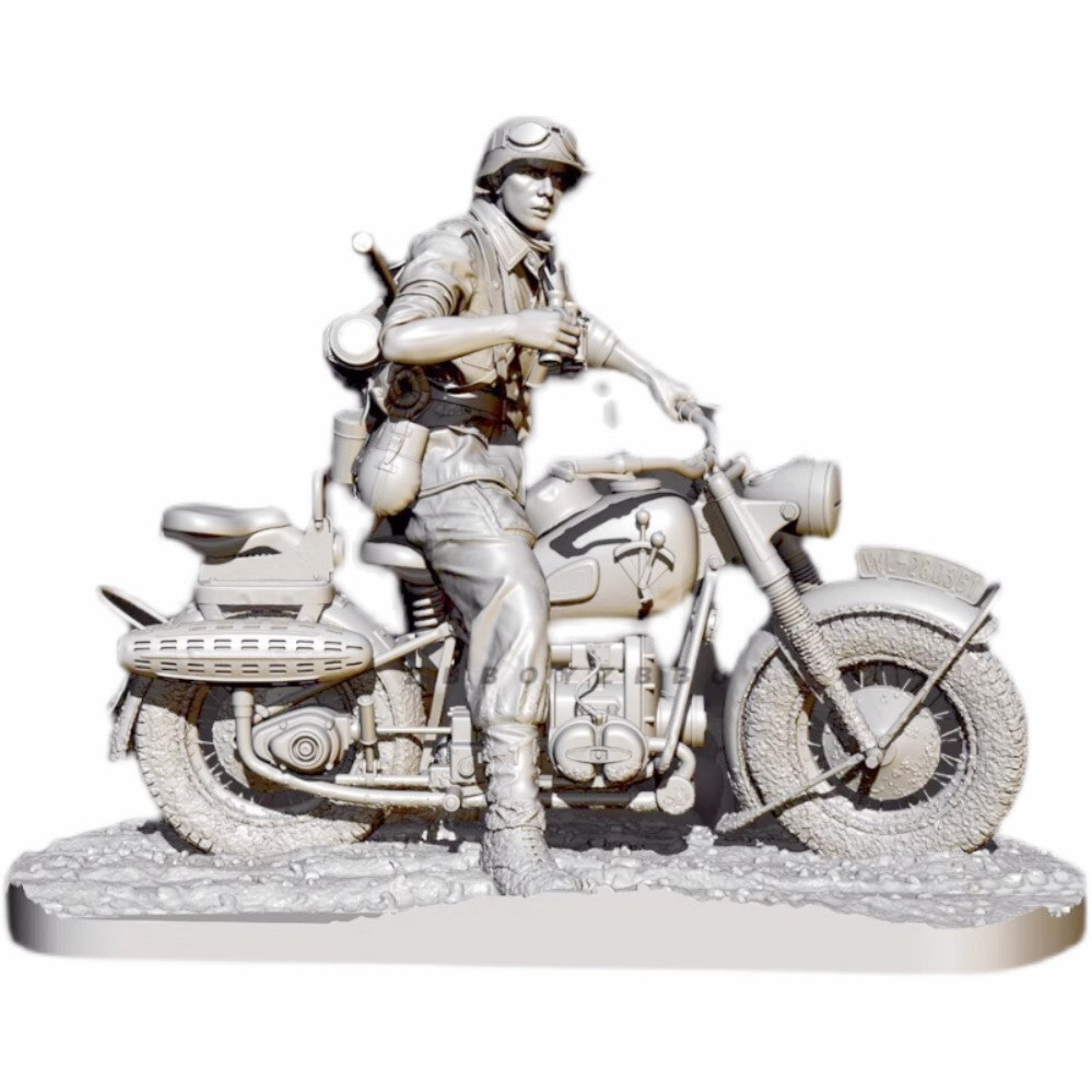 90mm resin figure model WW II European Army Motorcyclists (with motorcycles)