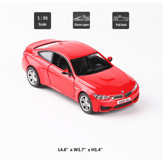 1/36 BMW M4 Model Car Metal Diecast Toy Vehicle Toys for Boys Kids Gifts Red