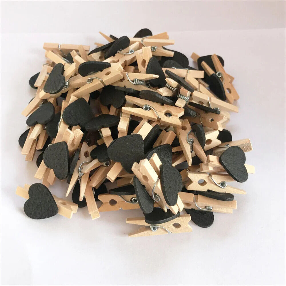 Craft Clothespin 50Pcs Wooden Clips Love Heart Pegs DIY Wedding Venue Decoration