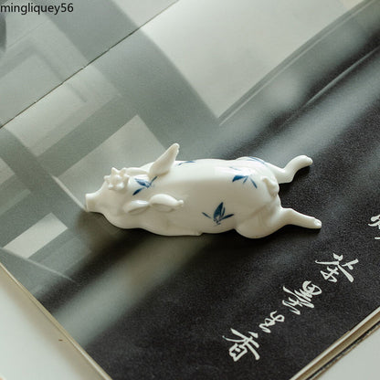 Hand-painted Butterfly Orchid Tea Pet Small Flying Pig Tea Play Figurine