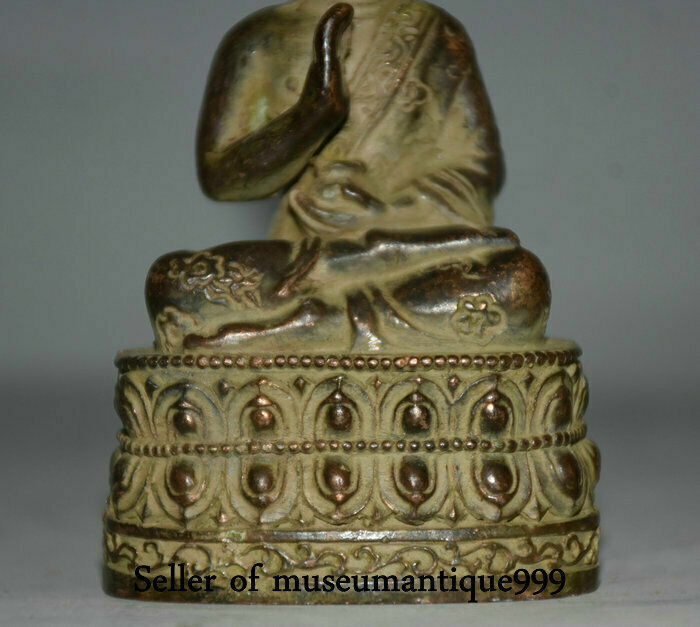 10CM Old Tibet Buddhism Bronze Base Blessing Shakyamuni Buddha Sculpture