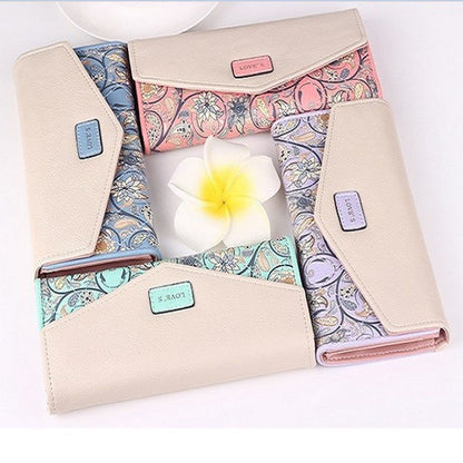 Women Wallet Coin Purse Long Clutch Bag Money Card Holder 19*9.5*3 CM Pink/Blue