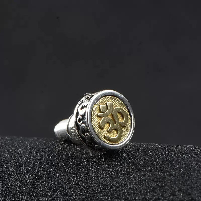 2pc Om Mandala Stud Earrings for Retro Religious Style Six Characters Buddhist