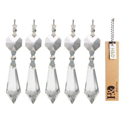 10 Replacement Clear Chandelier Icicle Crystal Prisms Octogan Bead for Lamp 38mm