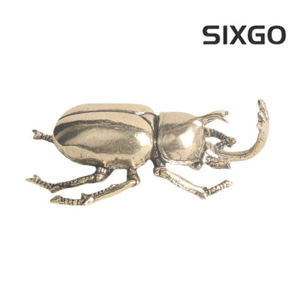 63mm*34mm Chinese Vintage Brass Beetle Insect Statue Crafts Tea Pet Ornaments