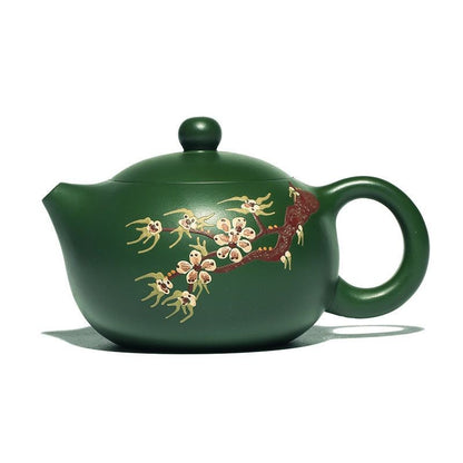 Yixing Green Clay Plum Blossom Xishi Teapot Handmade Kung Fu Tea Pot 260ml