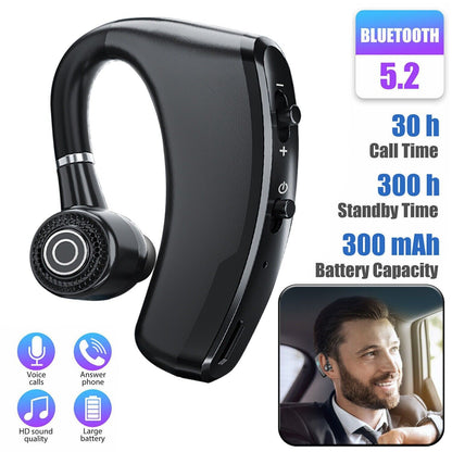 Wireless Bluetooth 5.2 Earpiece Driving Trucker Headset Earbuds Noise Cancelling