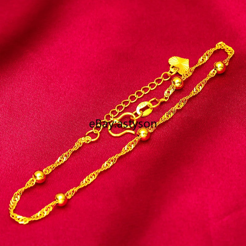 Lovely Hanging Bracelet 22K 23K 24K Gilding Yellow Gold Plated Jewelry 6.5"