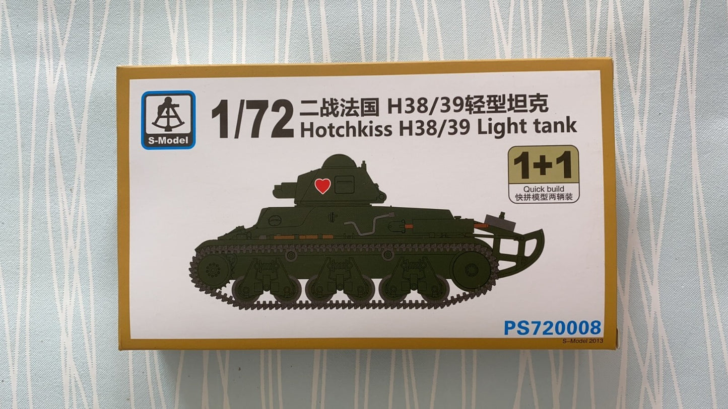 S-Model PS720008 1/72 Hotchkiss H38/39 Light Tank 1+1 Plastic Model Kit