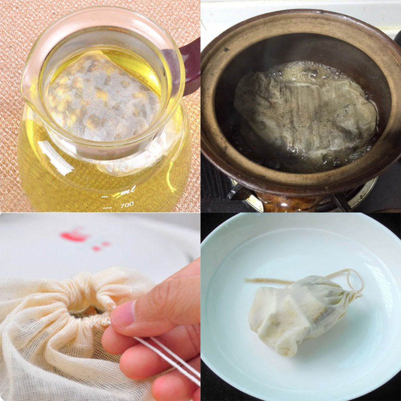 10 / 50 / Pack Reusable Natural Cotton Muslin Drawstring Bags Tea Soap Herbs