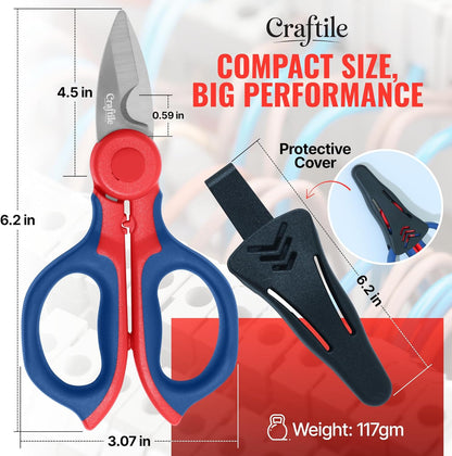 6-Inch Electrician Scissors – Heavy Duty Stainless Steel Electrical Scissor with
