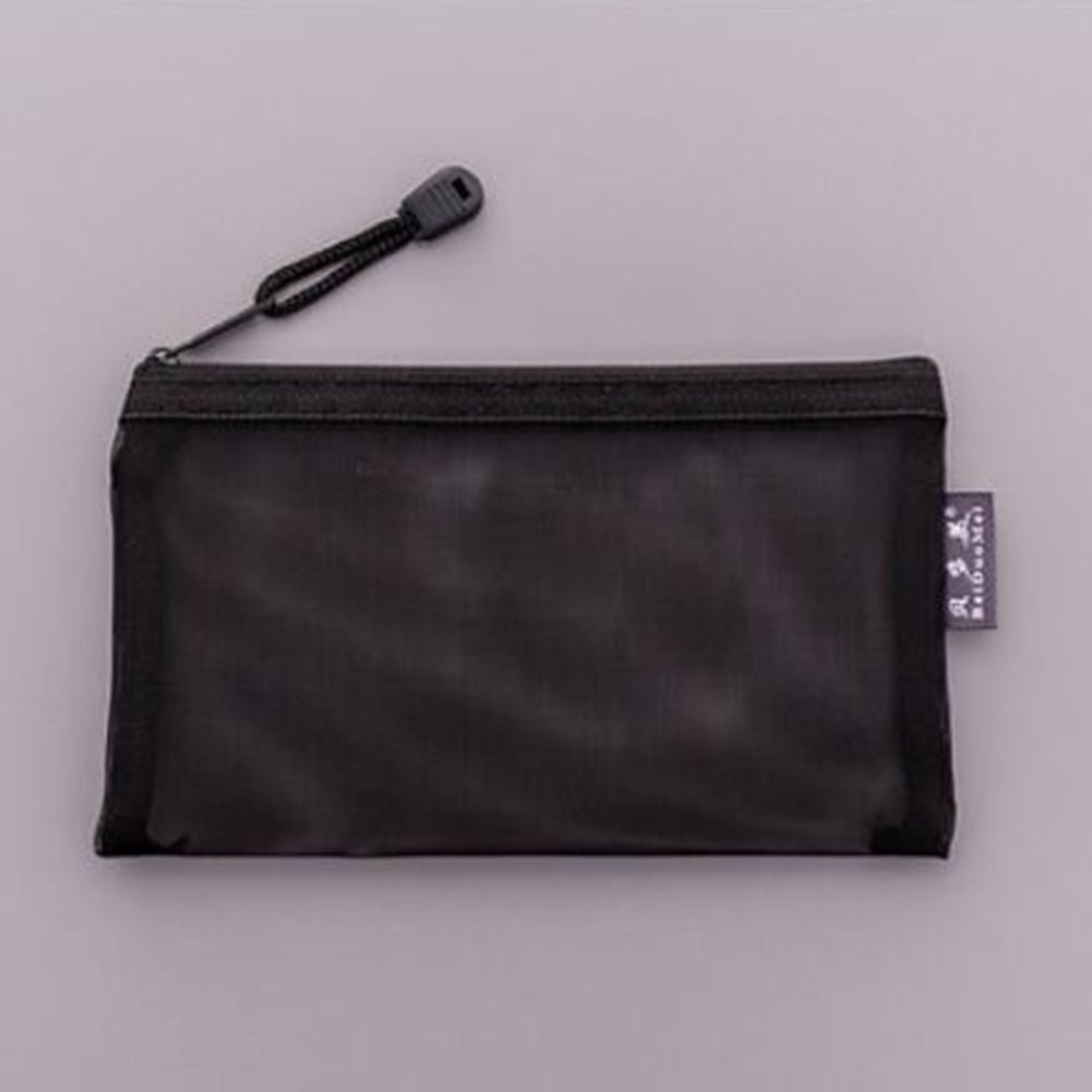 1Pc Transparent Grid Zipper Bag Pencil Case Storage Package 11*20CM PVC Cosmetic