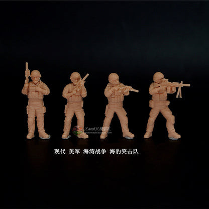 1/72 1/64 1/87 Modern U.S. Military Gulf War SEAL Team 4-Persons Unpainted Model